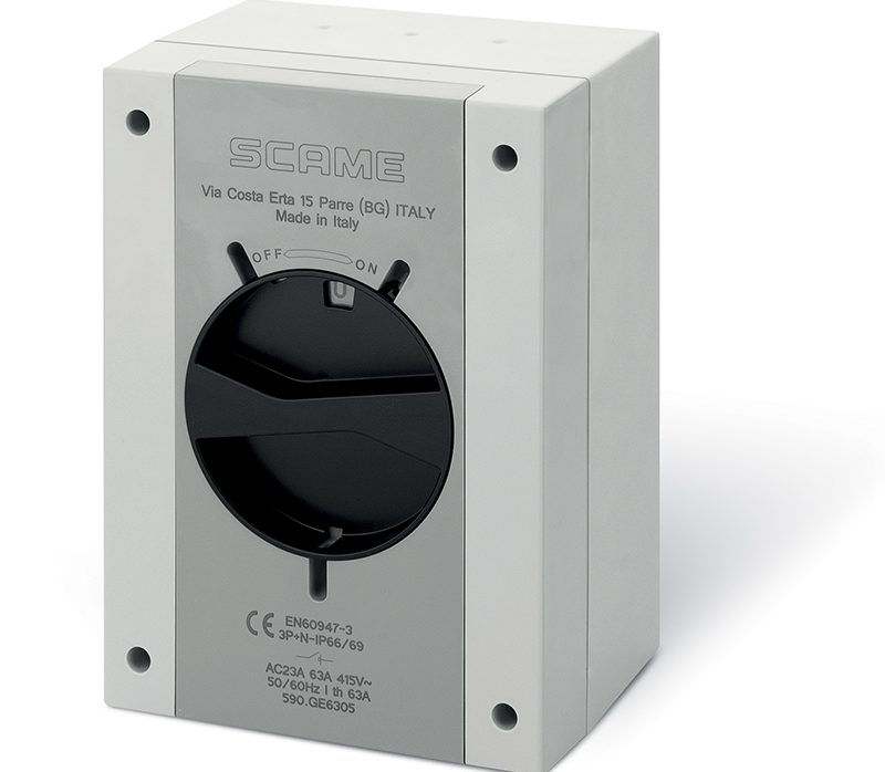 SCAME ISOLATOR SWITCH, 100A ,3P+N, PLASTIC IP66/IP69